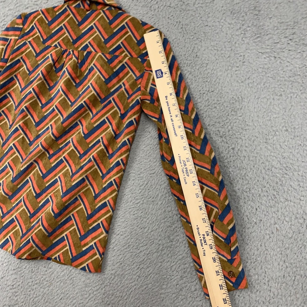 FANSILANEN Shirt Womens XS Multicolor Corduroy Geometric Button Up Long Sleeve - Picture 11 of 16